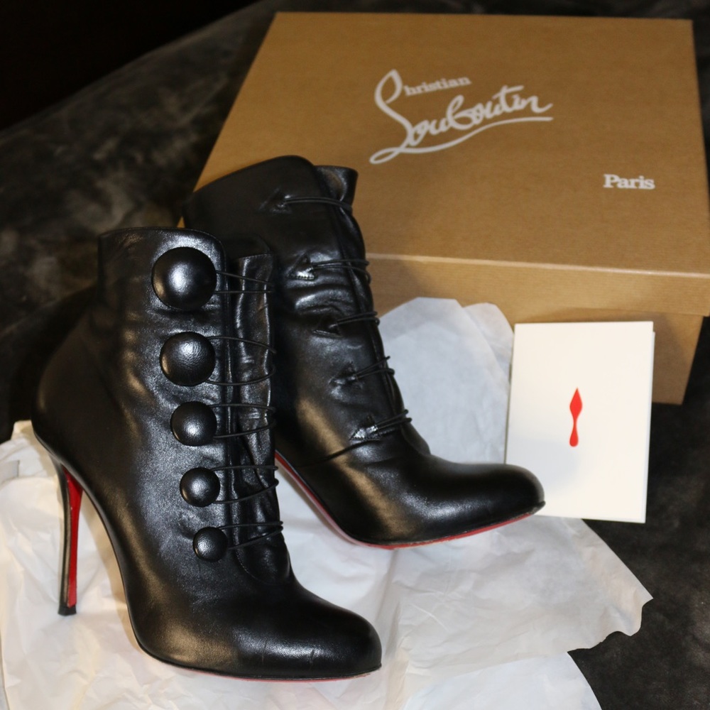 Christian Louboutin Booton 100 Nappa Shiny Black Ankle boots